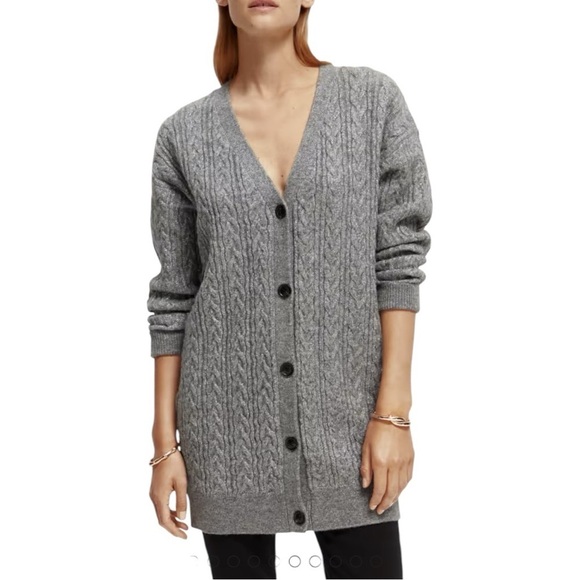 EUC - Scotch & Soda Wool-Blended Cable Knit Cardigan - Metallic - size XS - Picture 1 of 3